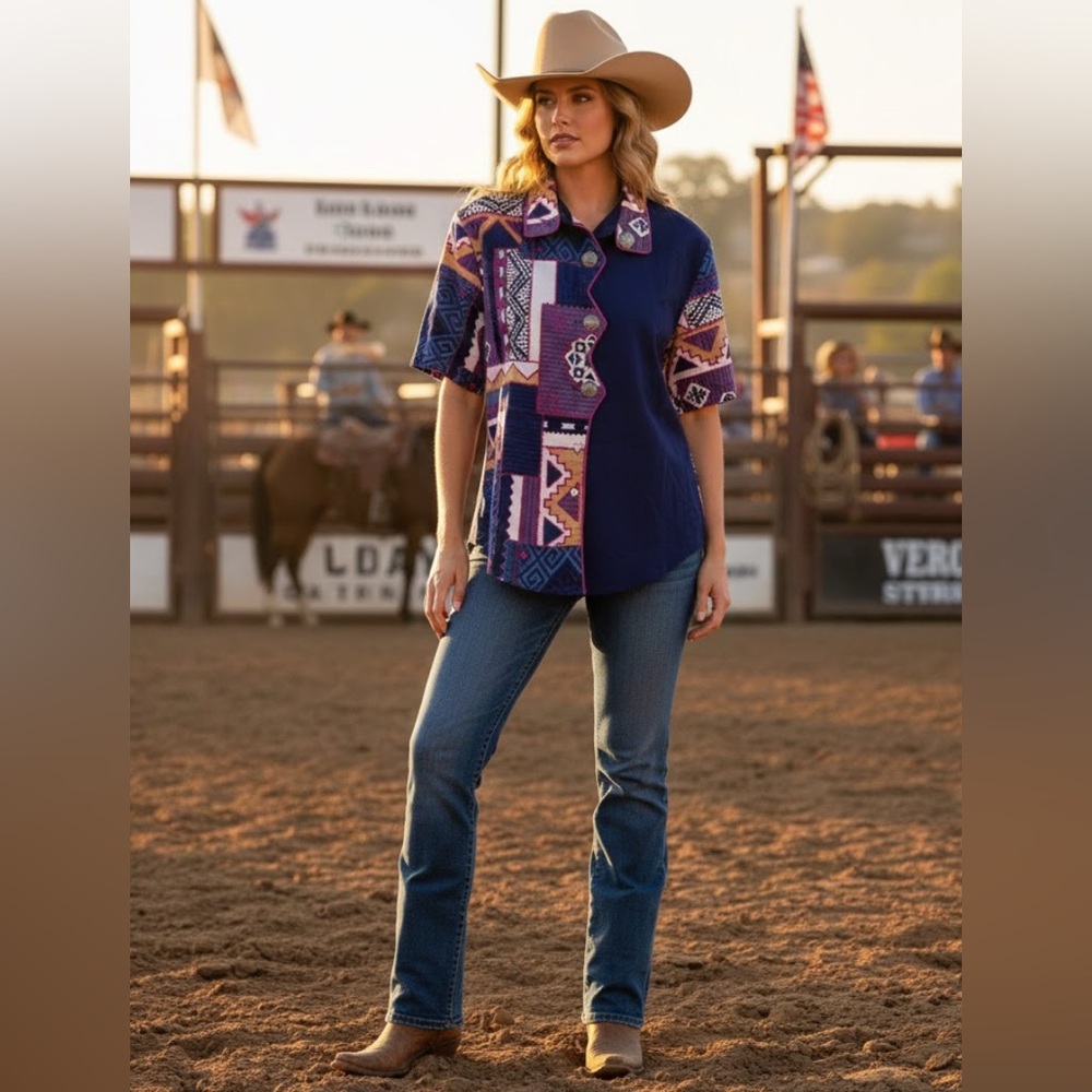 Vintage Roughrider by Circle T Western Button Down Top